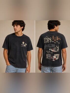 Fallout New Vegas Lucky 38 Acid Wash Graphic Tee Medium NWT